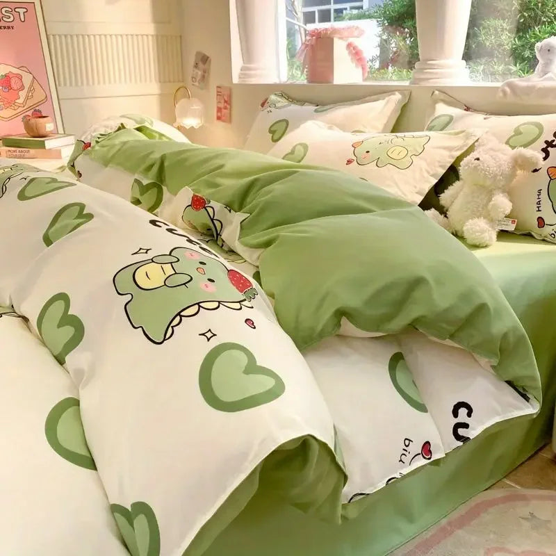 Soft & Colorful Cartoon Print Bedding Set for Kids