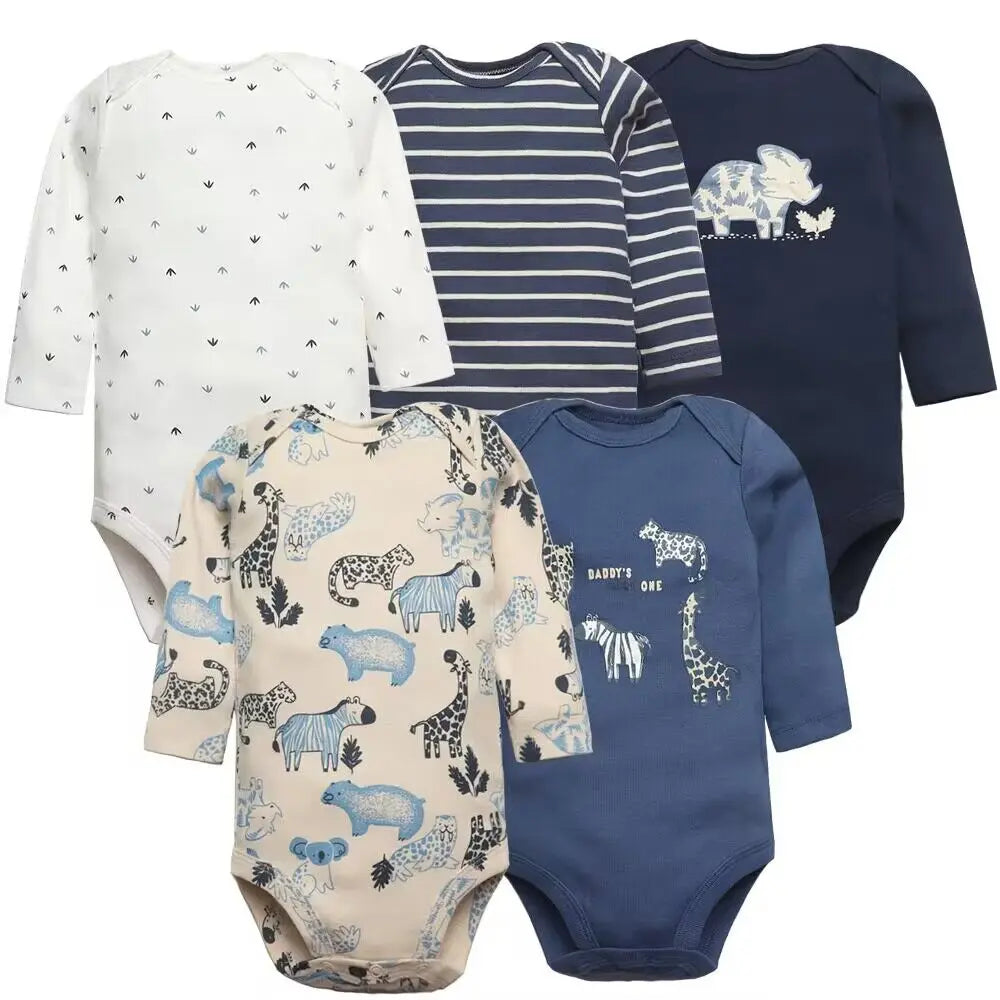 Cartoon Print Soft Cotton Bodysuits For Newborn Babies childrensterritory