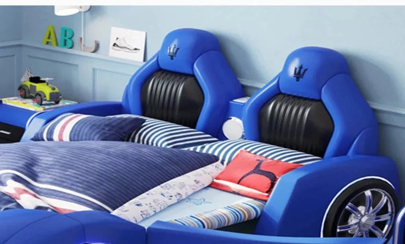 Luxurious Sports Car Design: Leather Bed for Kids childrensterritory