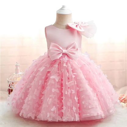 Toddler/Baby Girls Sequin Bow Design Tulle Bridesmaid Gowns childrensterritory