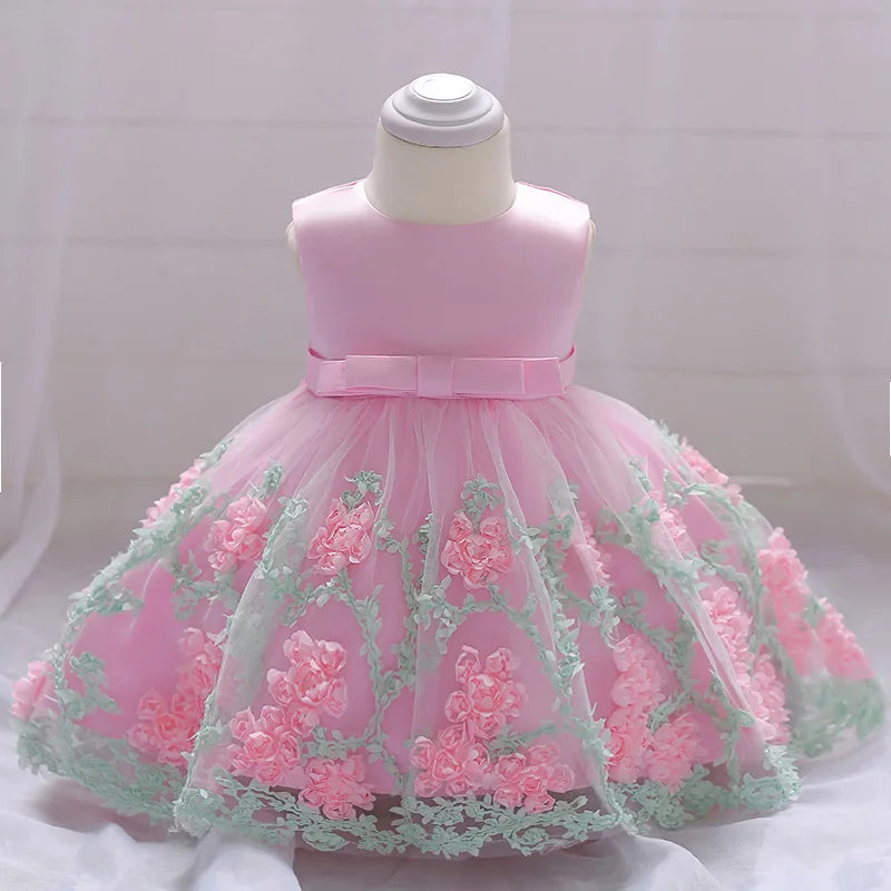 Sleeveless Flower Print Party Dresses For Girls
