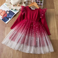 Kids Girl Star Sequin Mesh Winter Party Dresses childrensterritory