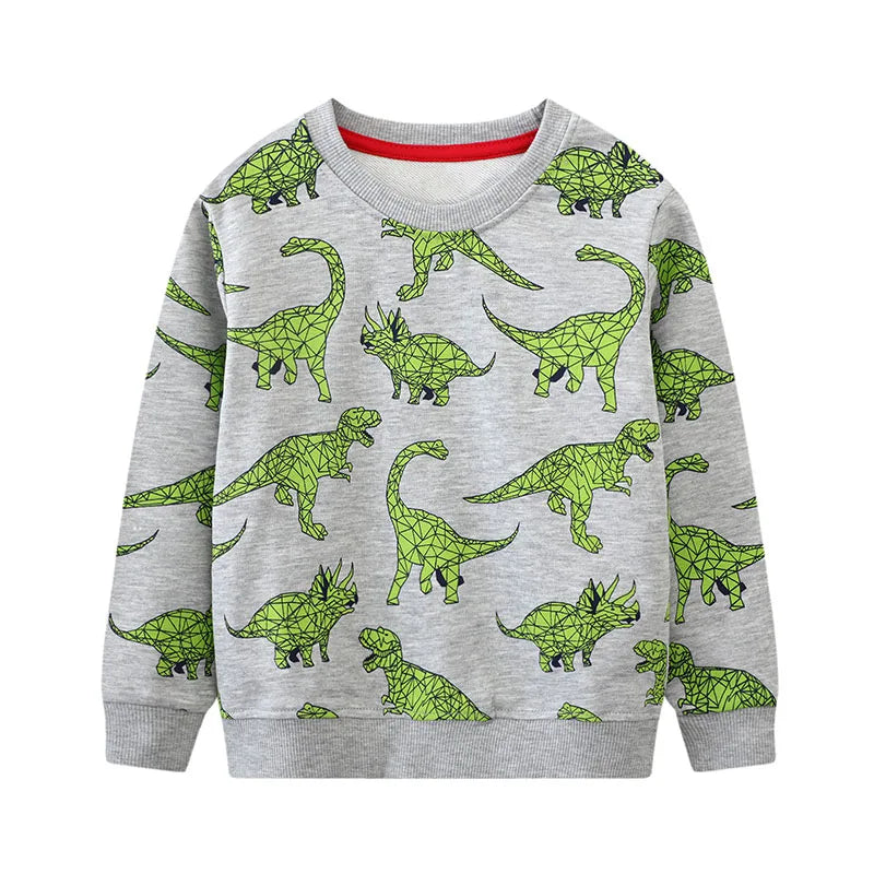 Kids Boys Cartoon Dinosaurs Print Cotton Sweatshirts childrensterritory