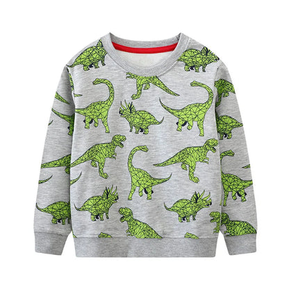 Kids Boys Cartoon Dinosaurs Print Cotton Sweatshirts childrensterritory