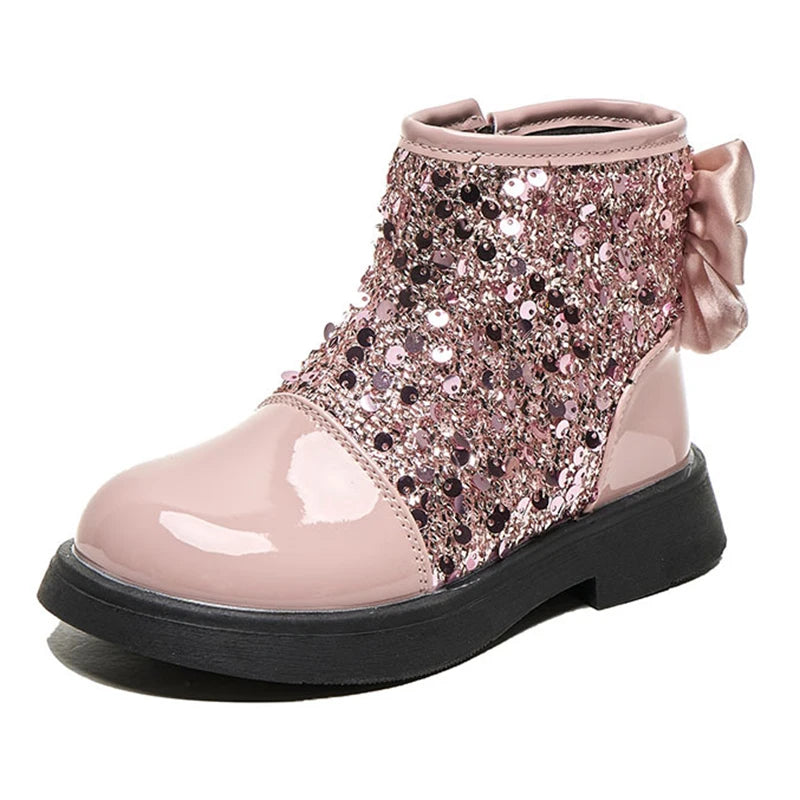 Girls Glittering Fashion Warm Zipper Boots childrensterritory