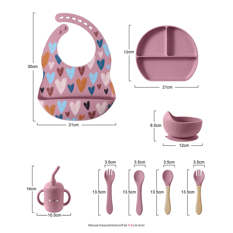 4/5/8Pcs Durable Silicone Tableware Set for Toddlers childrensterritory