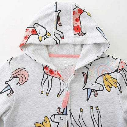 Little Girls Unicorns Design Cotton Hoodies for Autumn childrensterritory