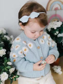 Kids Girls Light Blue Floral Embroidery Cardigan childrensterritory