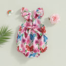 Butterfly Flower Print Baby Girls Summer Bodysuit childrensterritory