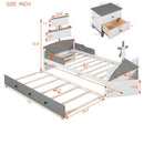 Boat-shaped Platform Bed with a Trundle, and Two Nightstands childrensterritory
