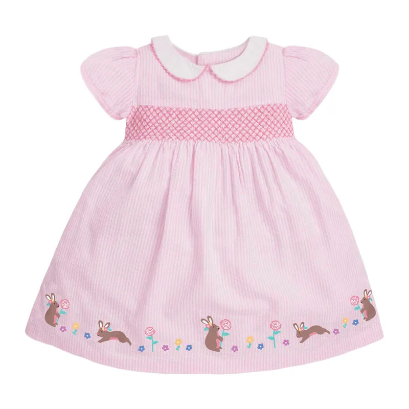 Little Girls Elegant Cartoon Embroidered Summer Dresses childrensterritory
