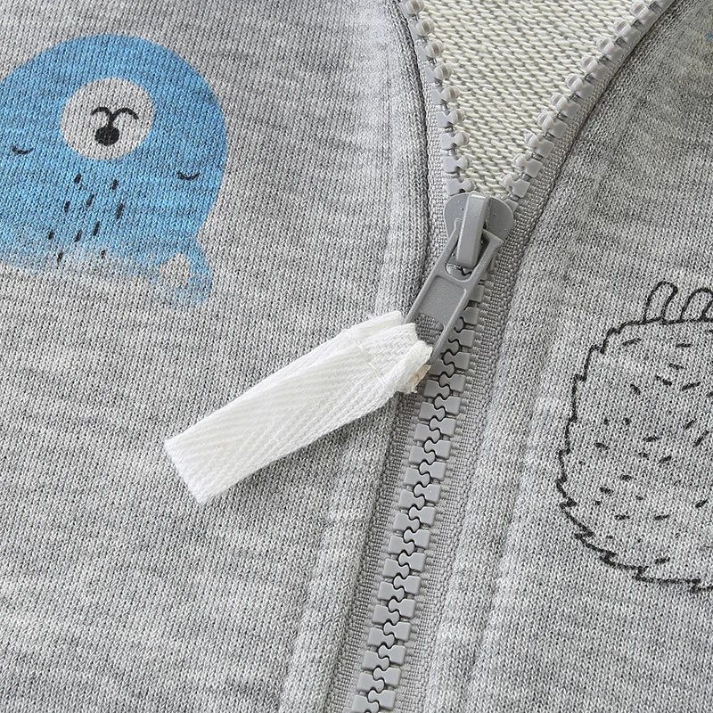 Cartoon Animal Print Cotton Zipper Hoodies for Little Boys childrensterritory