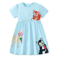 Kids Girls Cartoon Embroidered Summer Cotton Dresses childrensterritory