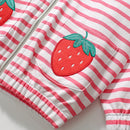 Strawberry Embroidery Little Girls Autumn Hooded Jacket childrensterritory