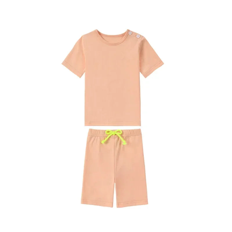 Summer Solid Colour Family Matching Clothing Set childrensterritory