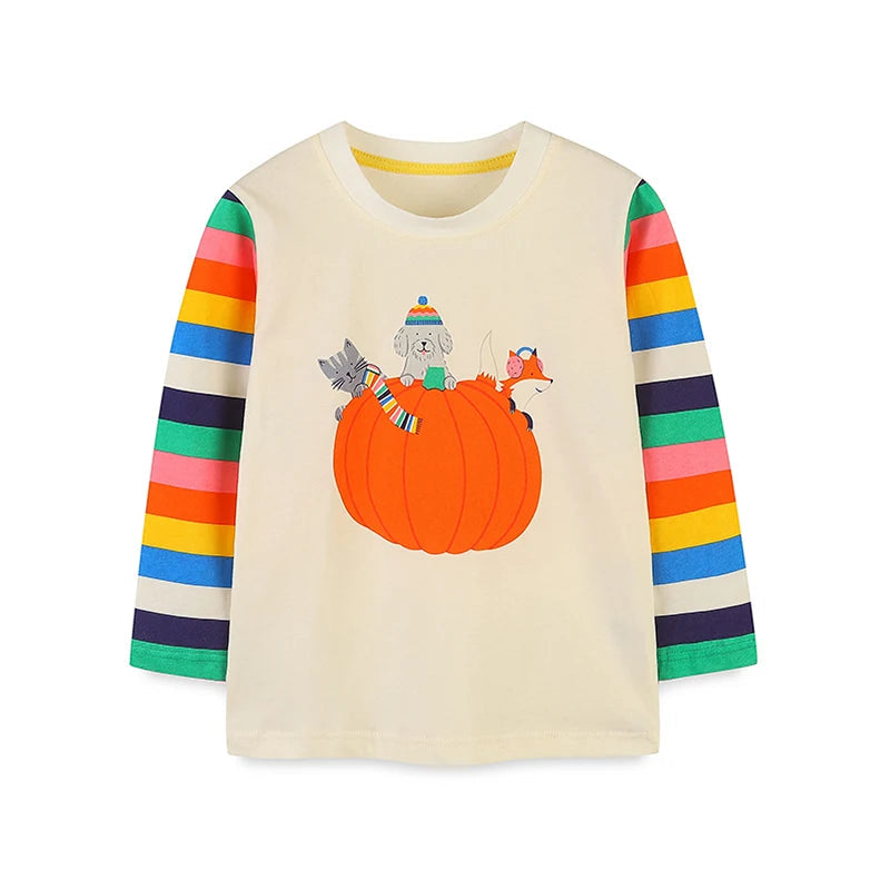 Kids Boys Cartoon Pumpkin Design Cotton T-shirt childrensterritory