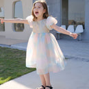 Colorful Patchwork Kids Girls Princess Party Dress childrensterritory