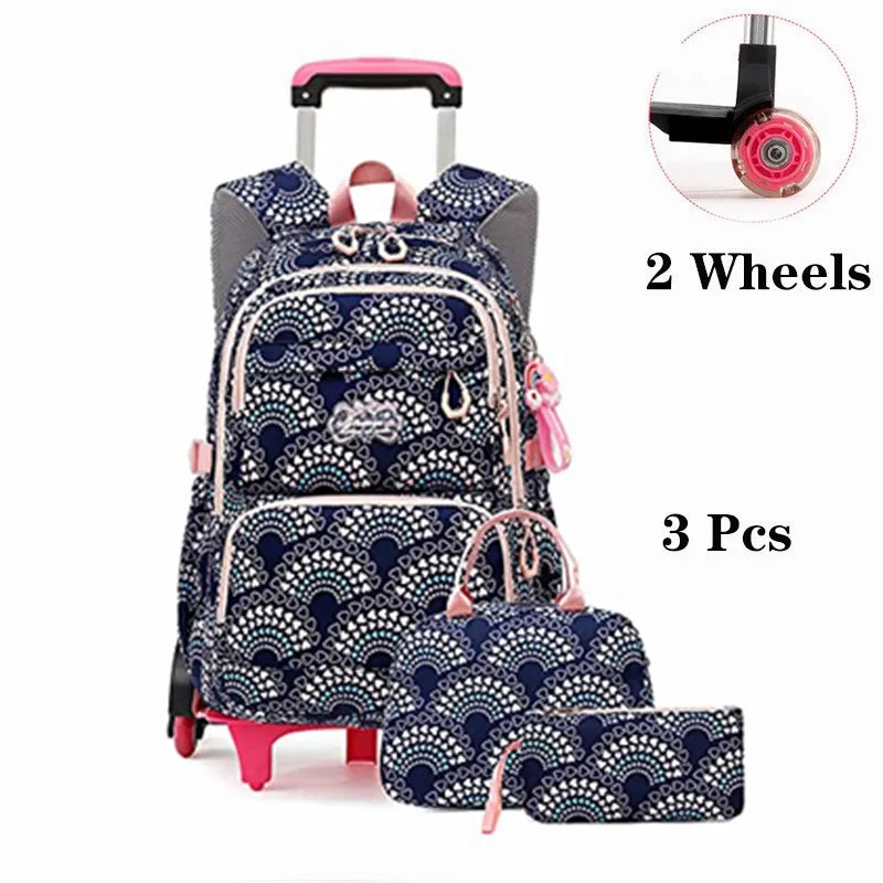 Waterproof Printed School Bags Set with or without Wheels for Kids