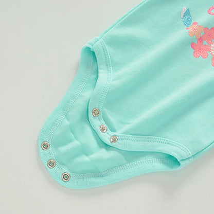 Baby Girls Cartoon Flowers Print 3pcs Clothing Set for Summer childrensterritory