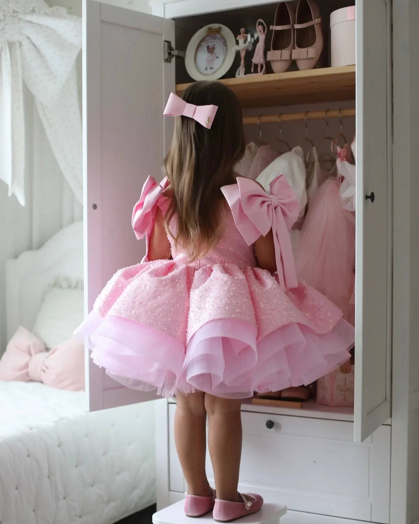 Sequins Beading with Bow Design Flower Girl Dresses for Party childrensterritory