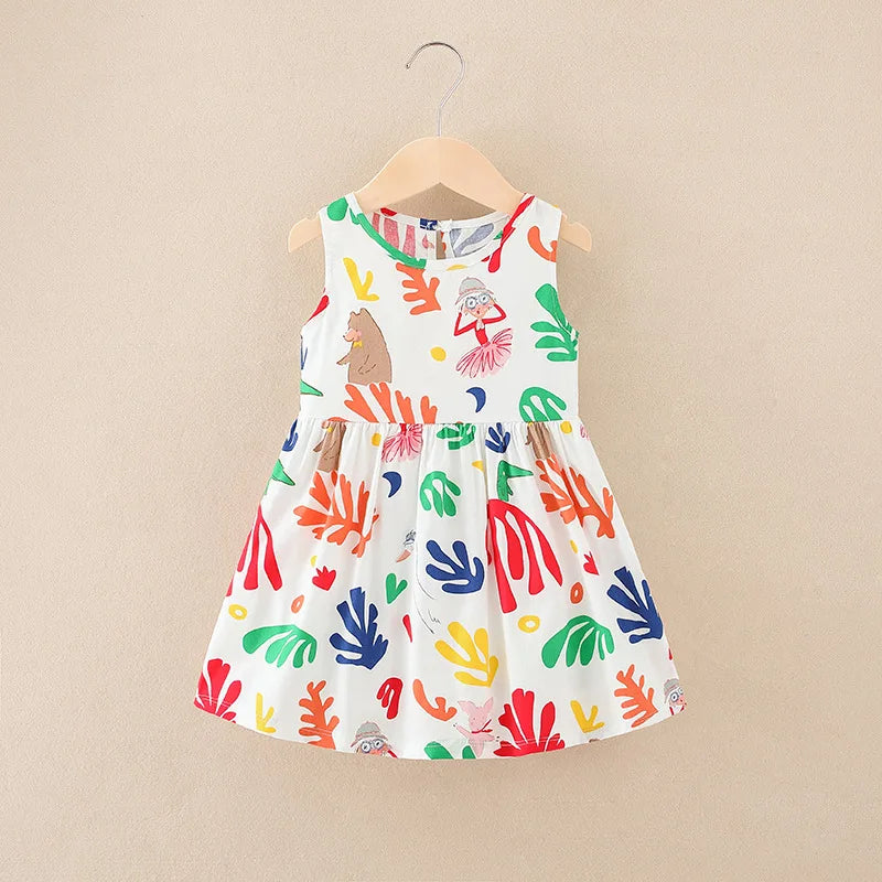 Kids Girls Cartoon Pattern Summer Party Dresses
