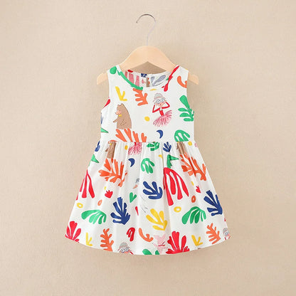 Kids Girls Cartoon Pattern Summer Party Dresses