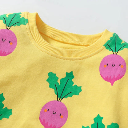 Girls Cartoon Radish Sweatshirt with Legging Clothing Set childrensterritory