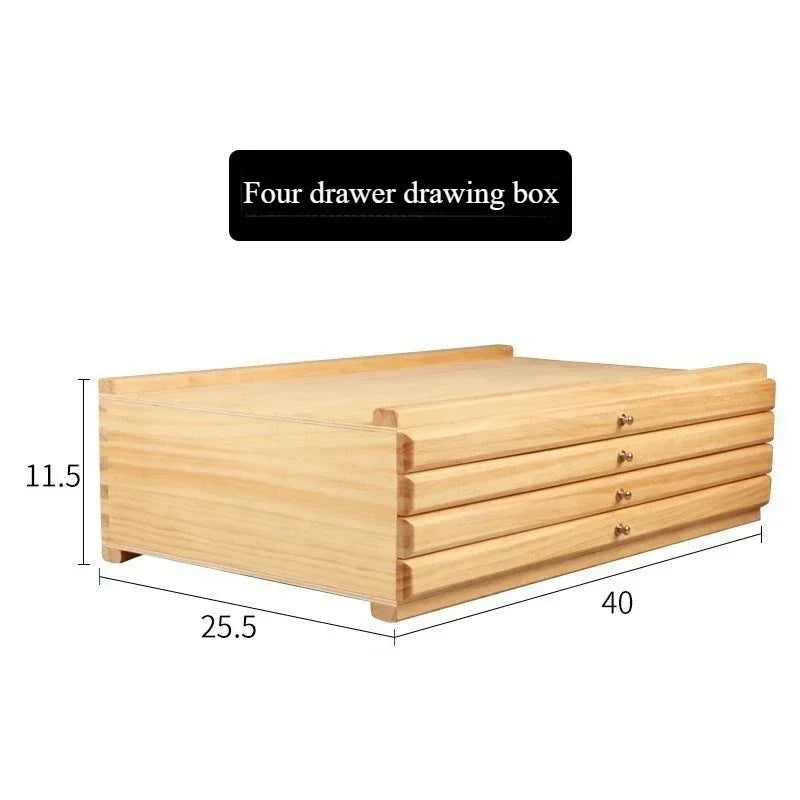 Multi-Layer Wooden Easel Box with Drawers for Stationery Storage