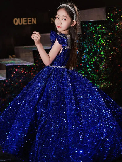 Kids Girls Elegant Princess Sequin Evening Prom Party Dresses/Gown childrensterritory