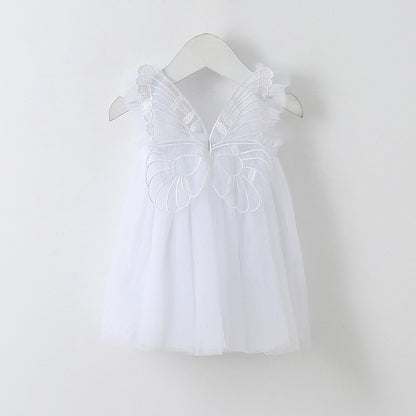 Baby Girl Sleeveless Tulle Birthday Party Dresses with Butterfly Wings childrensterritory
