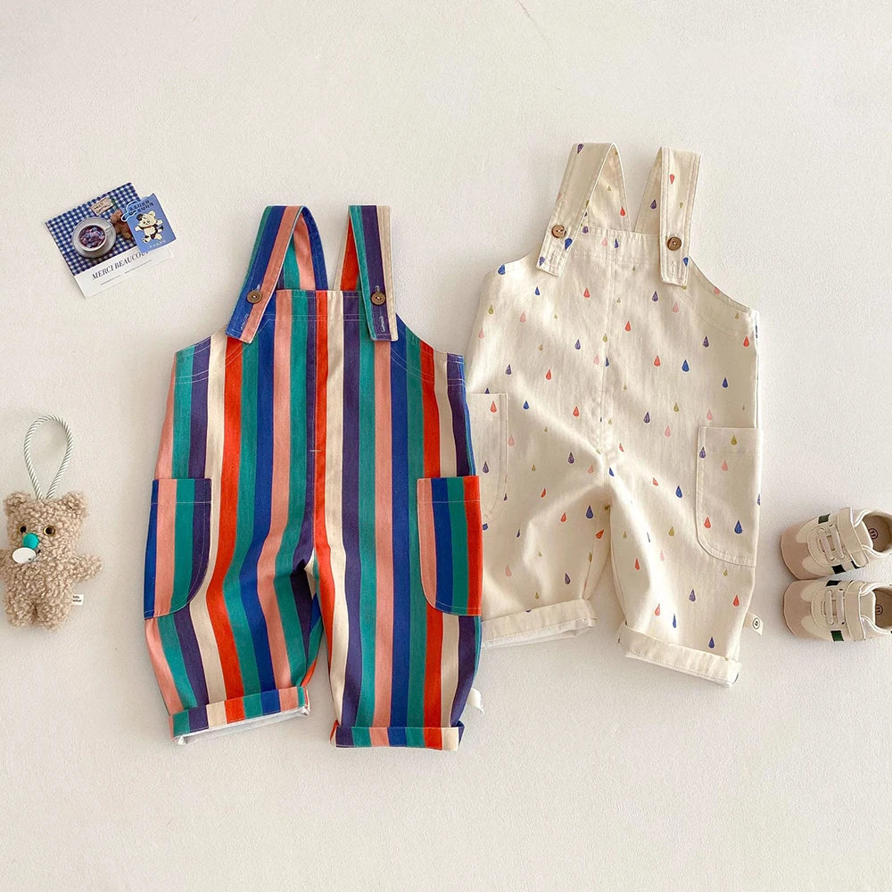 Toddler Boys and Girls Polka Dot and Striped Design Jumpsuits
