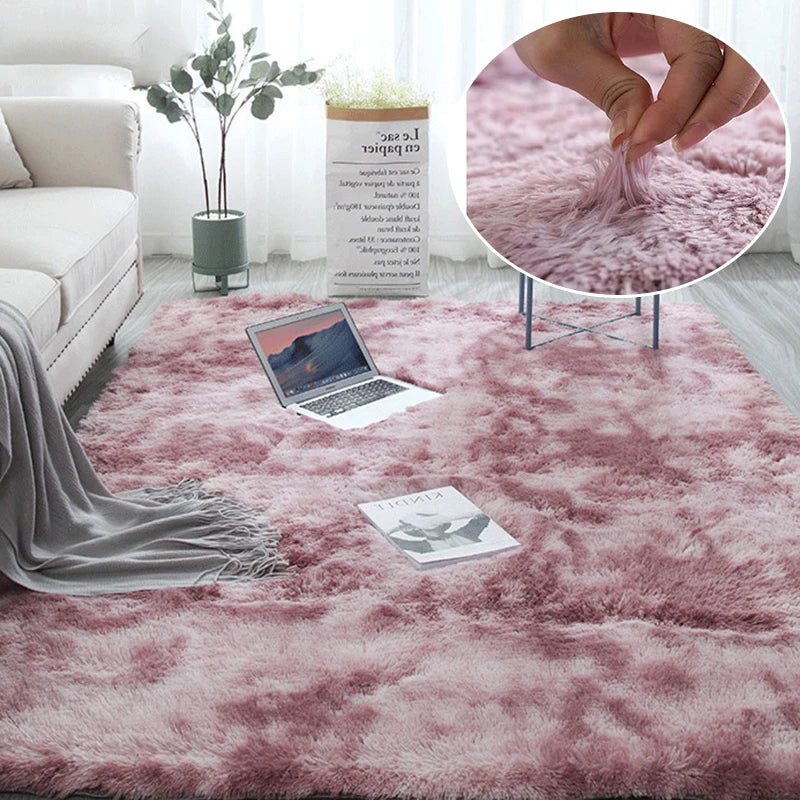Soft Furry Rainbow Rugs for Kids Bedroom Decor