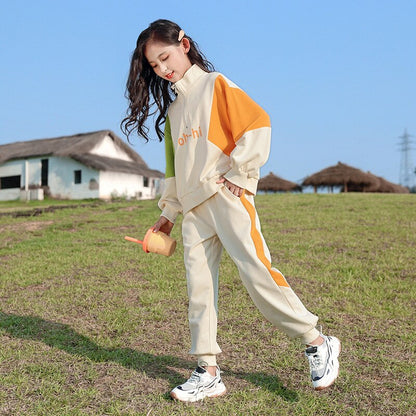 Kids Girls Warm Zipper Sweater + Pants Sports Suits Set childrensterritory