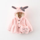 Rabbit Ear Warm Hooded Jackets+Bag for Baby Girls
