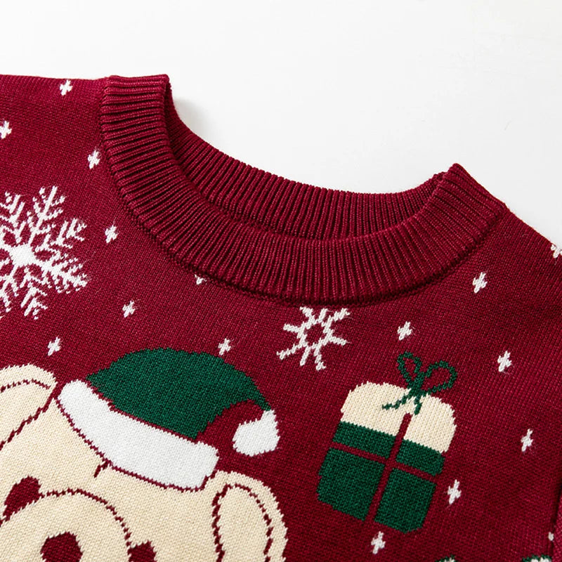 Long-Sleeve Winter Sweater with Christmas Print