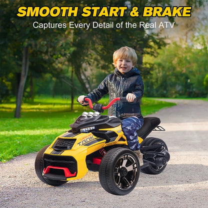 Kids 12V Ride On Three-Wheel Electric Car with Lights, Music childrensterritory