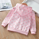 Little Girls Cute Cartoon Heart Print Soft Autumn Hooded Jackets childrensterritory