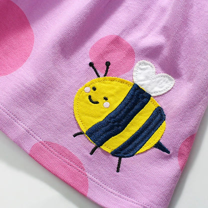Girls Long Sleeves Bees Cartoon Print Casual Dresses childrensterritory