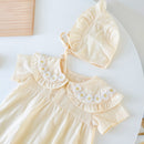 Baby Girls Floral Princess Cotton Bodysuits with Hat childrensterritory