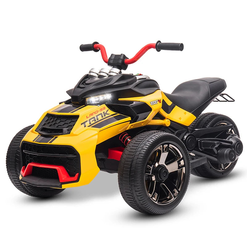 Kids 12V Ride On Three-Wheel Electric Car with Lights, Music childrensterritory