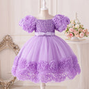 Flower Lace Design Sequins Ball Gown Party Dresses For Girls childrensterritory