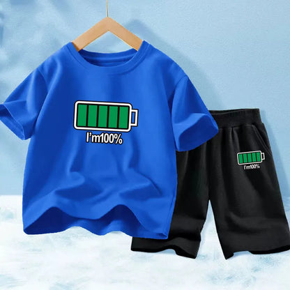 Kids Boy Funny Shark Print T-Shirts and Half Pants Set childrensterritory