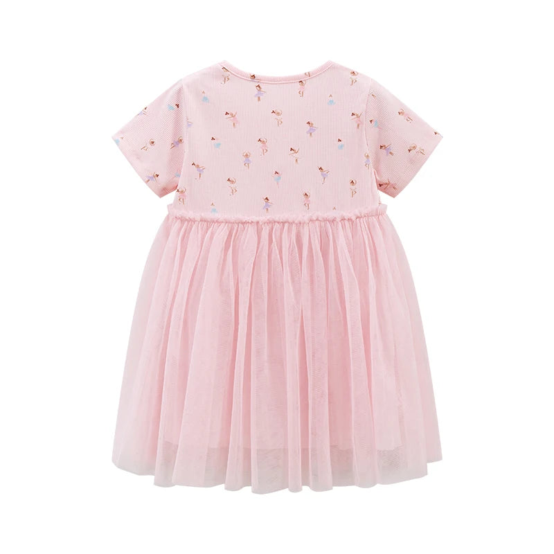 Round Neck Cartoon Design Summer Girls Dresses childrensterritory