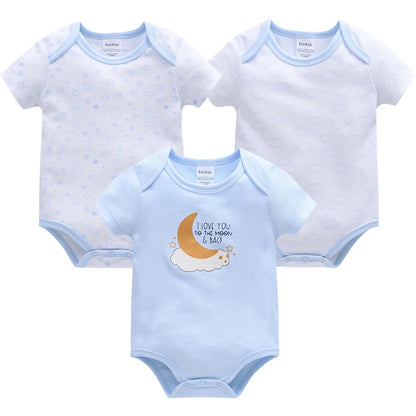 3PCS/Lot Newborn Baby Cartoon Printed Summer Romper