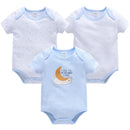 3PCS/Lot Newborn Baby Cartoon Printed Summer Romper