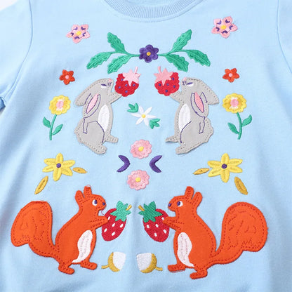 Animals Embroidery Kids Long Sleeve Sweatshirts childrensterritory