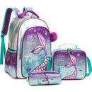 Sequin Mermaid Design Backpack with Lunch Box Set for Kids childrensterritory