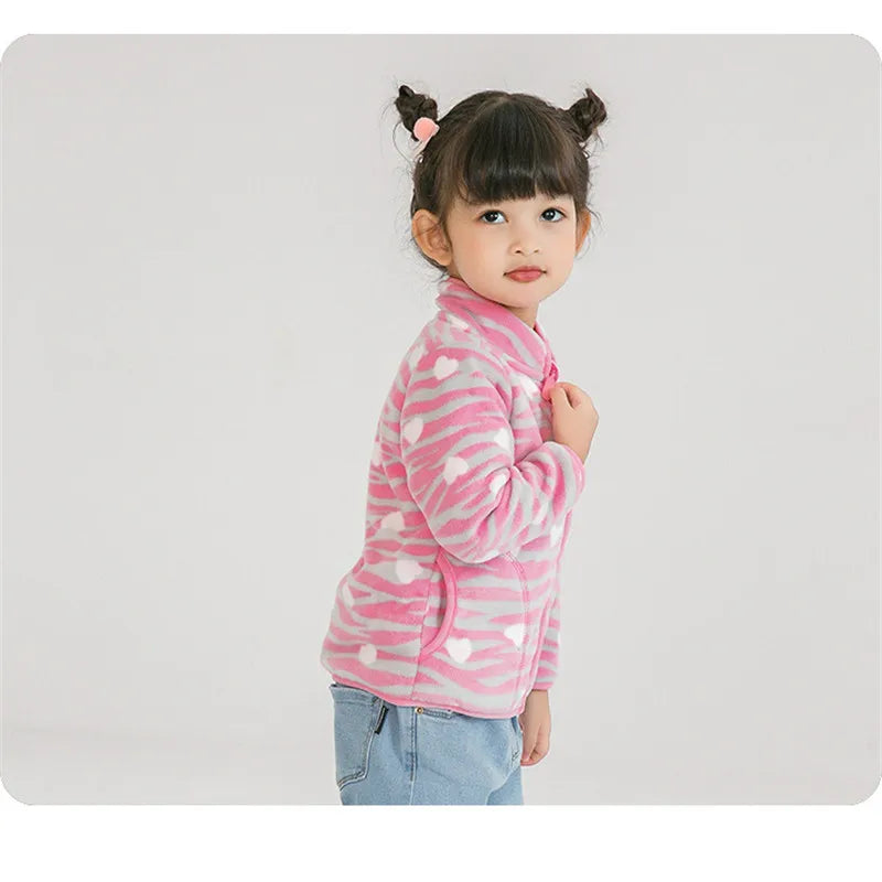 Little Girls Printed Winter Fleece Jackets childrensterritory