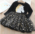 Sequin Unicorn Design Kids Girls Princess Party Dresses childrensterritory
