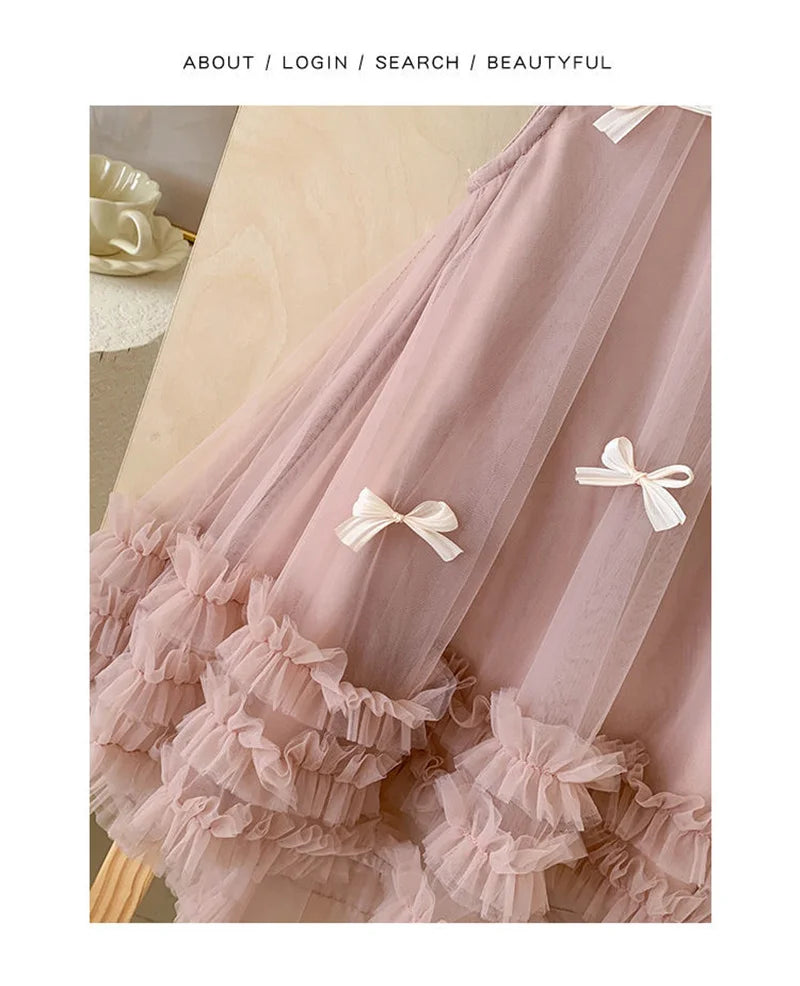 Kids Girls 3D Bow Decorative Summer Princess Dress